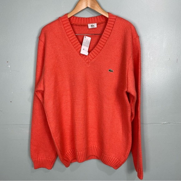 Lacoste Men's V-Neck Sweater - Red - Picture 1 of 5